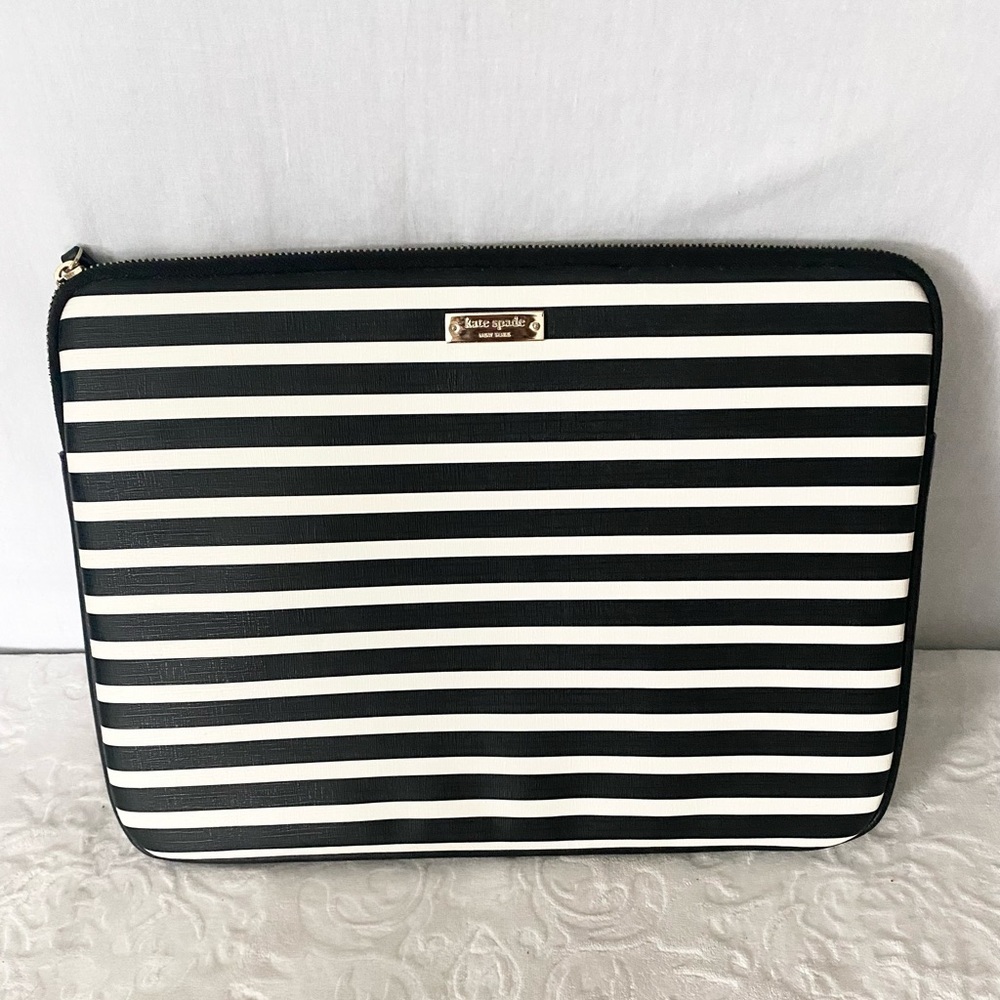 Kate Spade Black and White Striped Laptop or iPad Cover